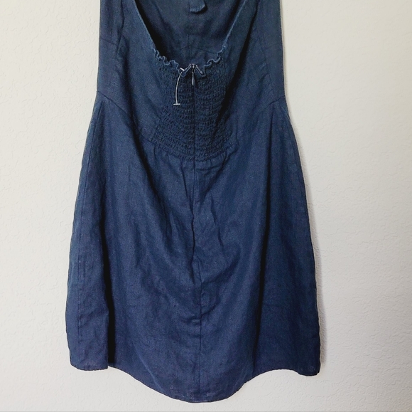 💙Reformation Navy and white halter linen dress Sz 6 - Picture 10 of 16